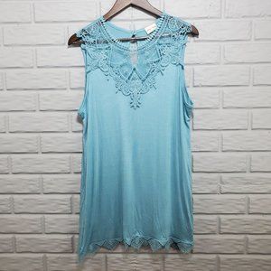 Lovely Melody Women's Size L Fresh Focus Sleeveless Embroidered Lace Tunic Dress
